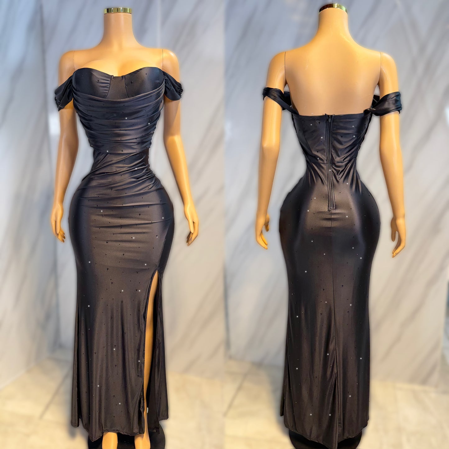 Vestido negro licra pedrería 🖤✨