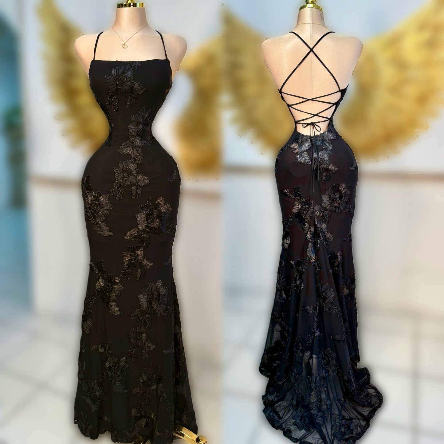 Vestido negro bordado 🖤✨