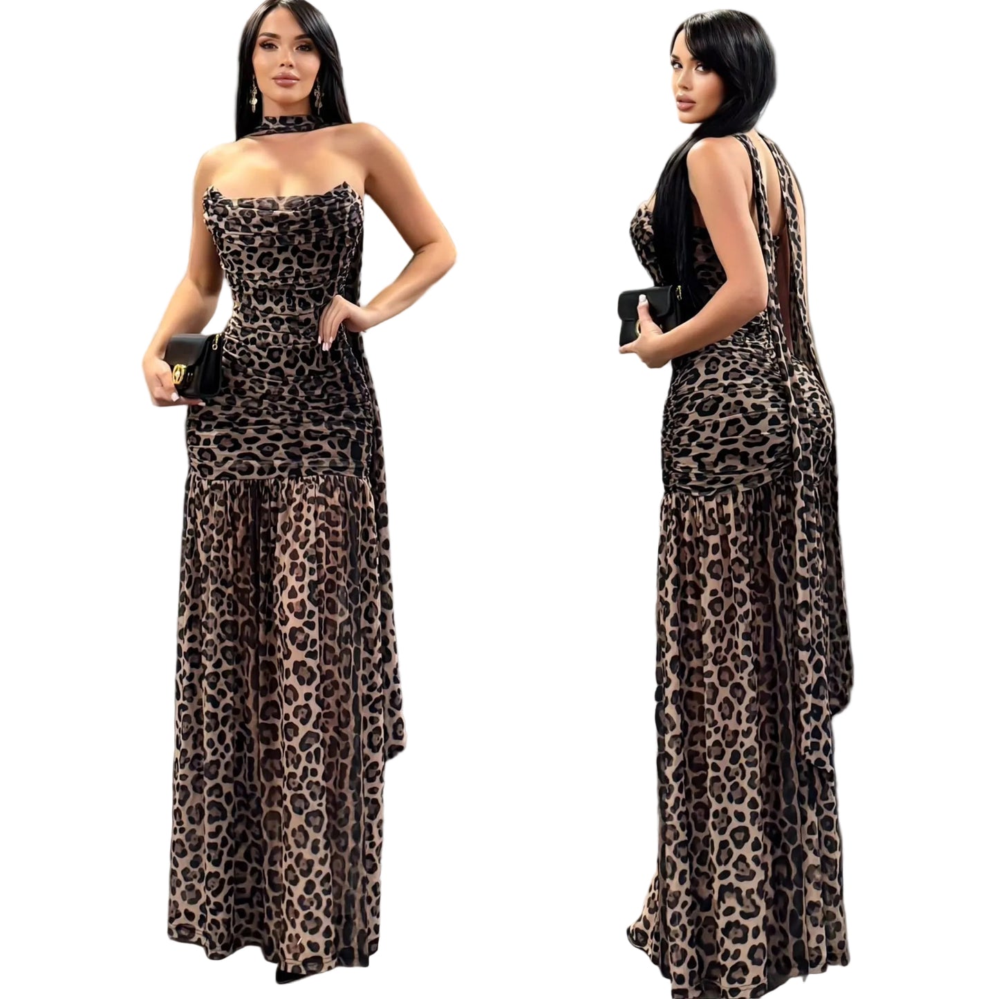 Vestido animal print mesh 🤎