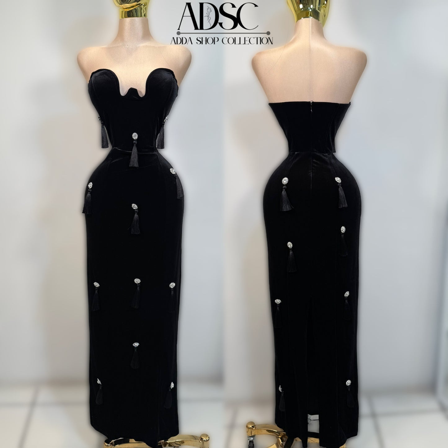 Vestido negro terciopelo y pedrería 🖤