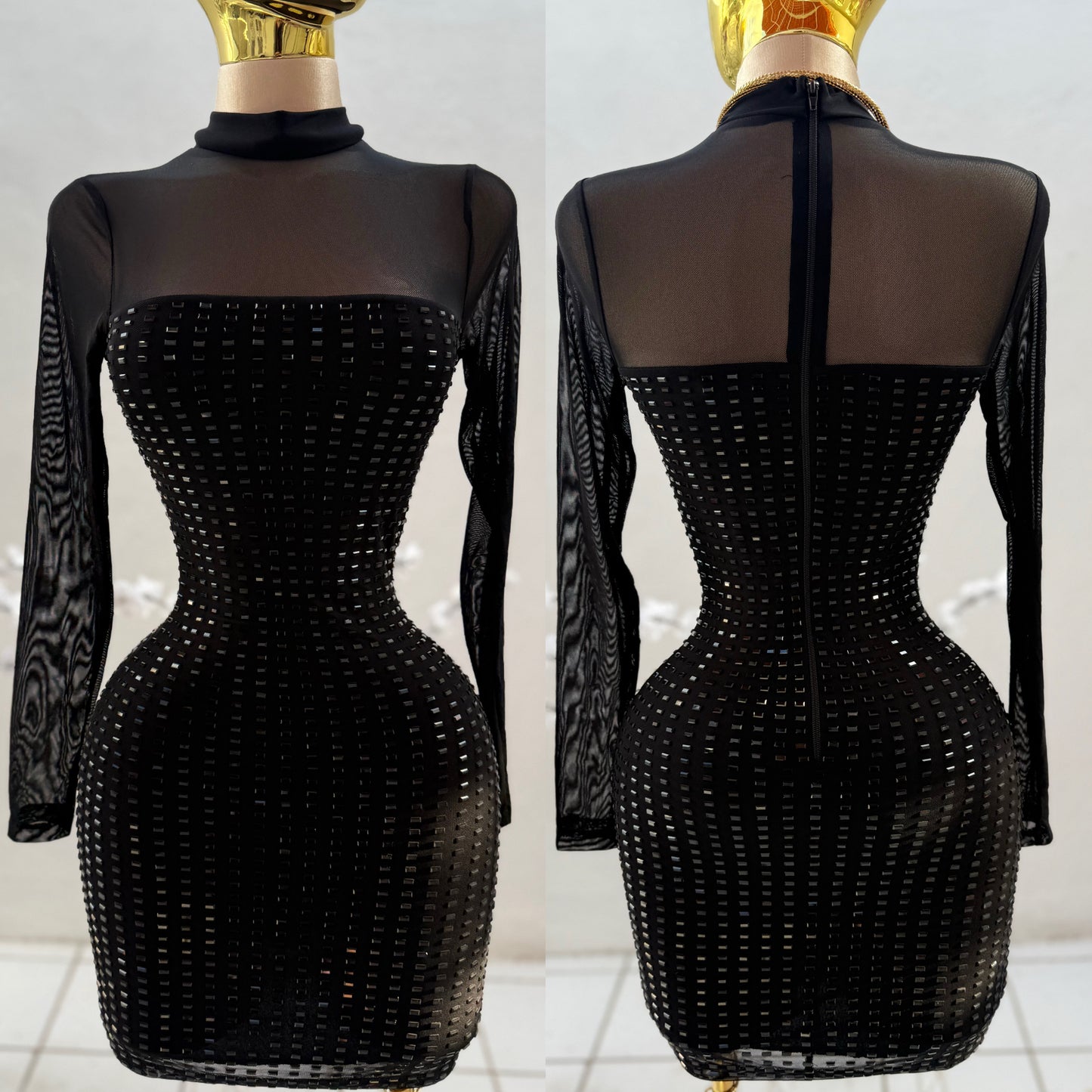 vestido pedrería negro 🖤