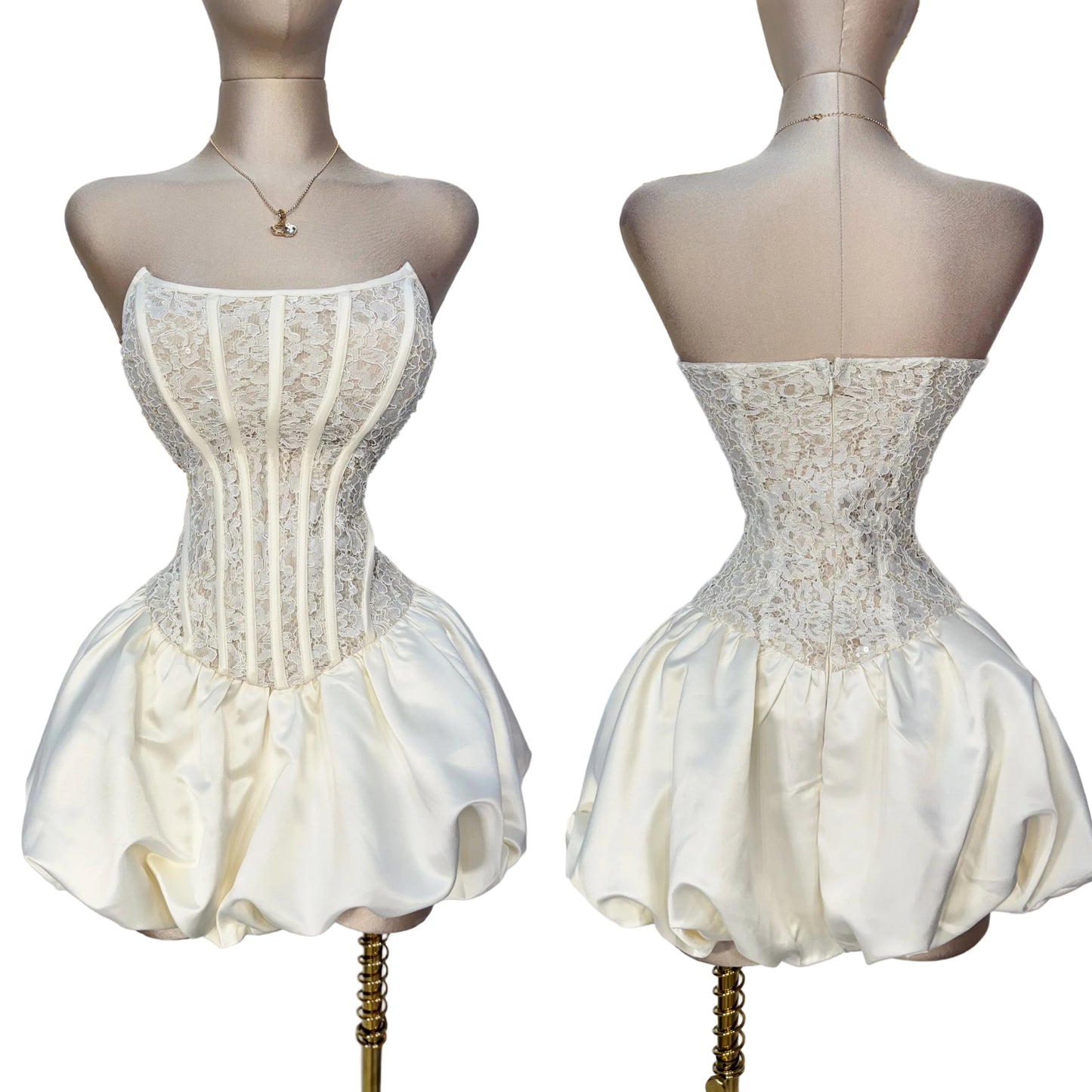 Vestido beige globo corset 🤍