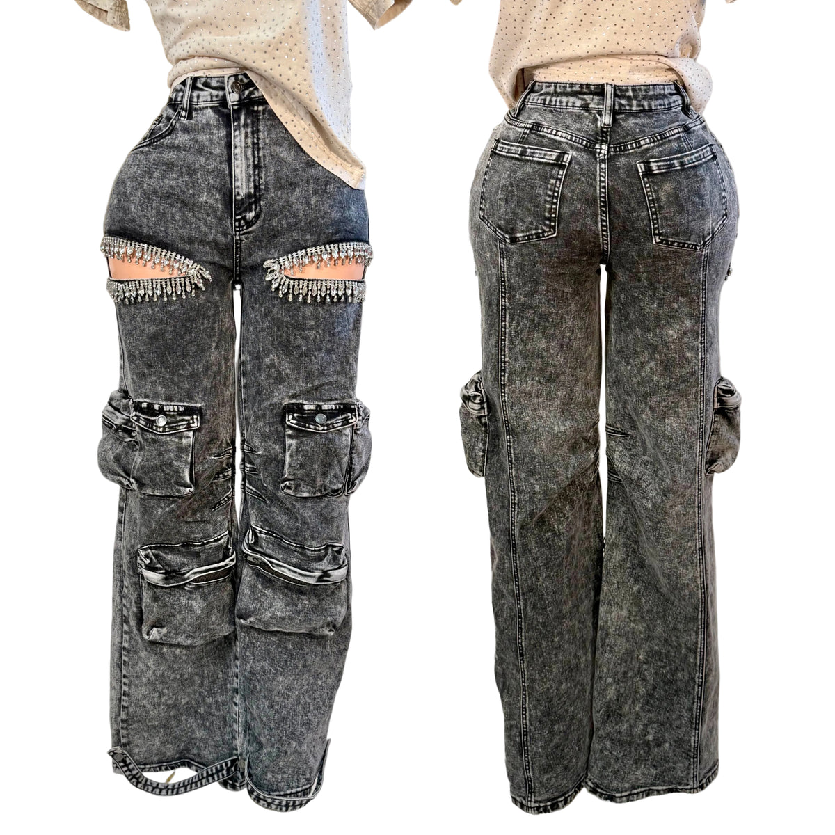 Pantalón cargo pedrería ✨