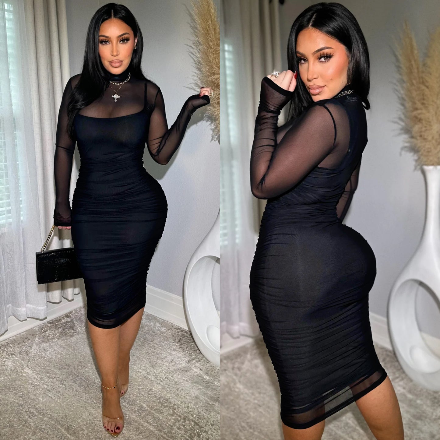 Vestido mesh negro