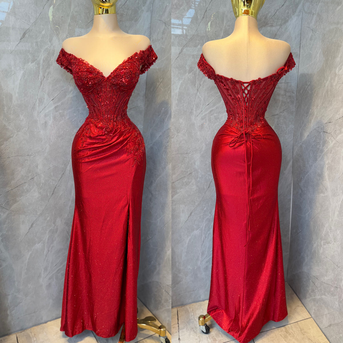 Vestido rojo glitter corset
