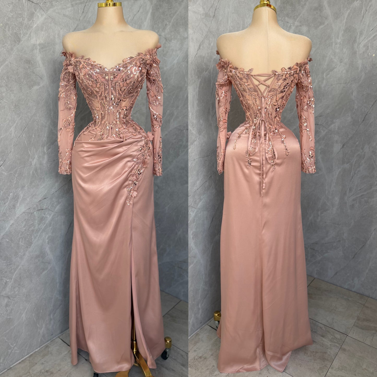 Vestido rosa satín corset 🩷