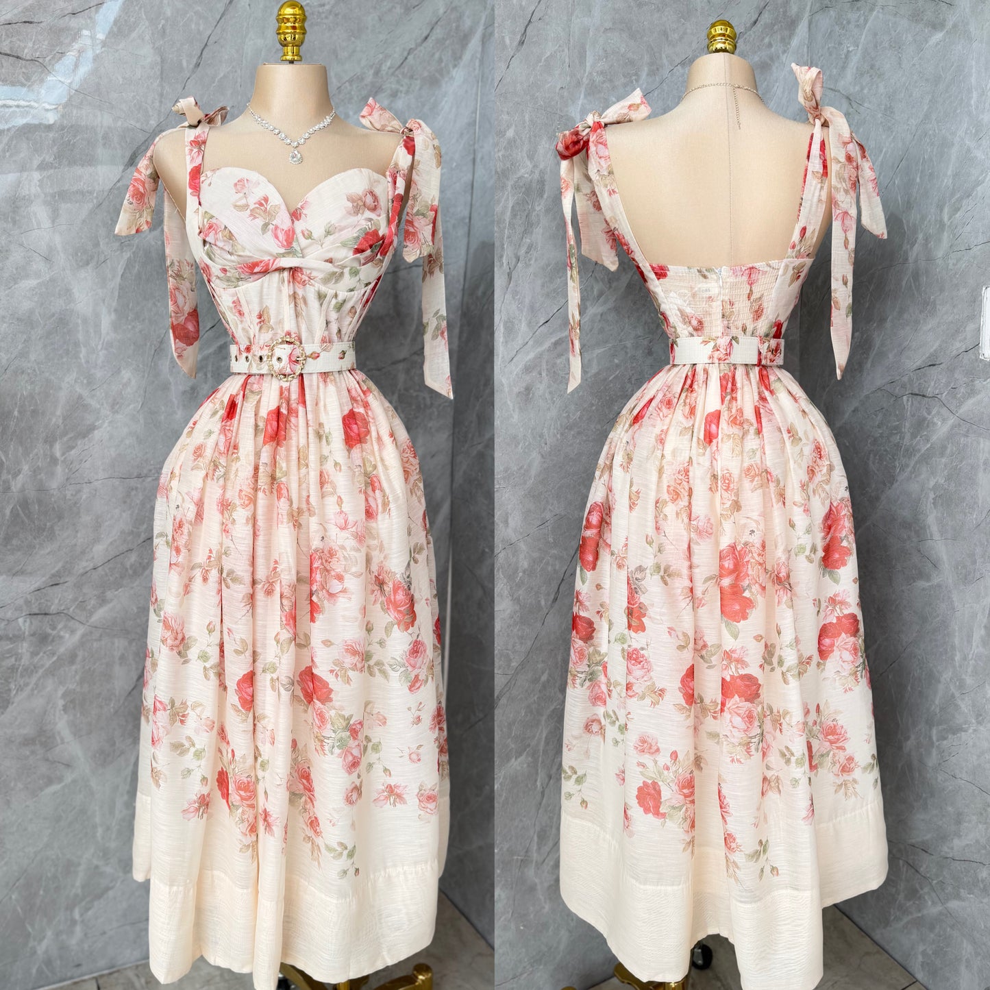 Vestido flores cinturón 🌹
