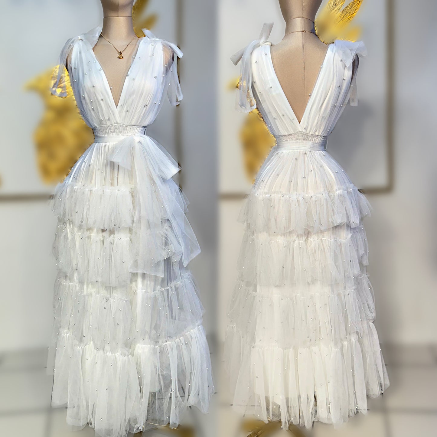 Vestido tulle perlas 🤍