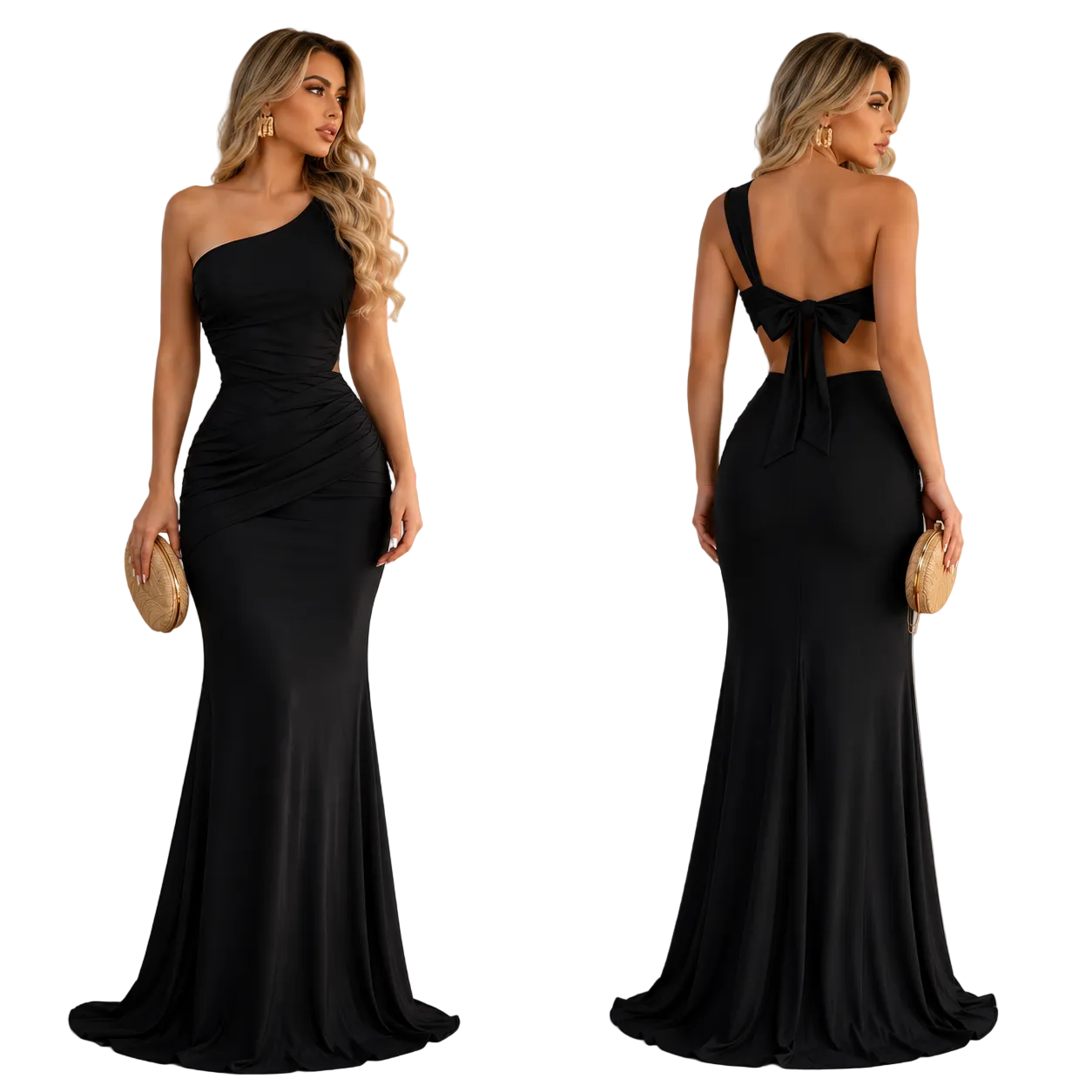 Vestido negro asimétrico licra 🖤
