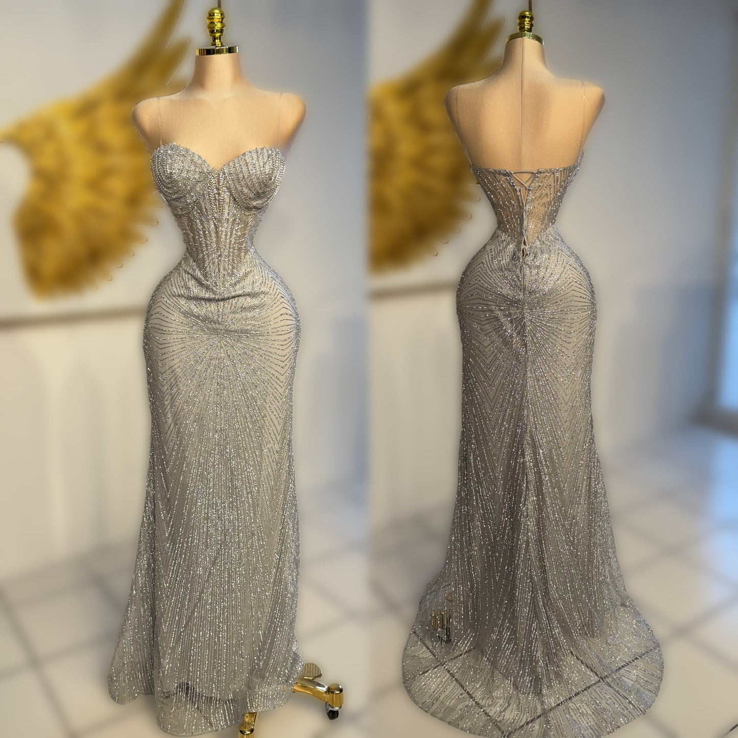 Vestido plateado pedrería ✨🩶
