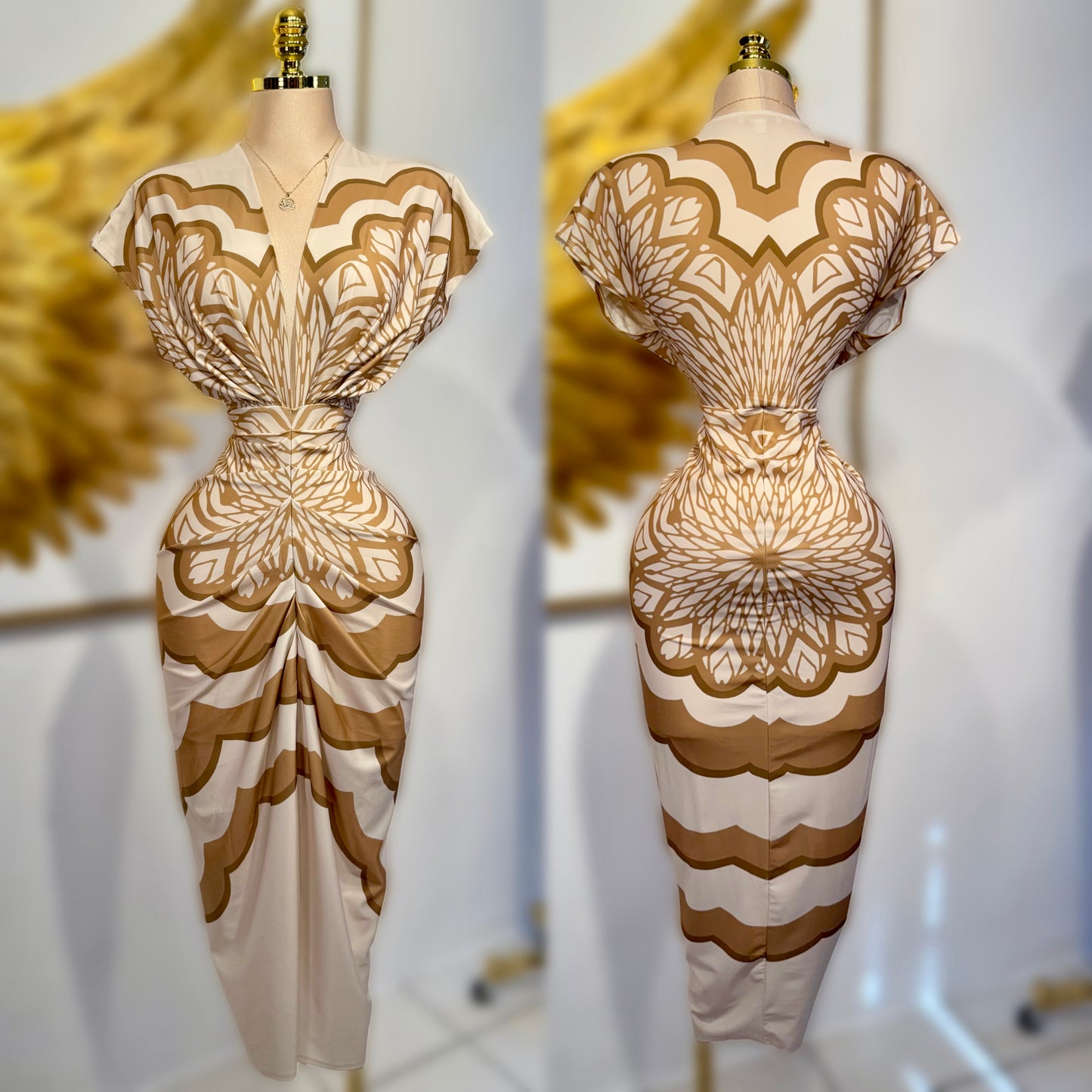 Vestido beige licra
