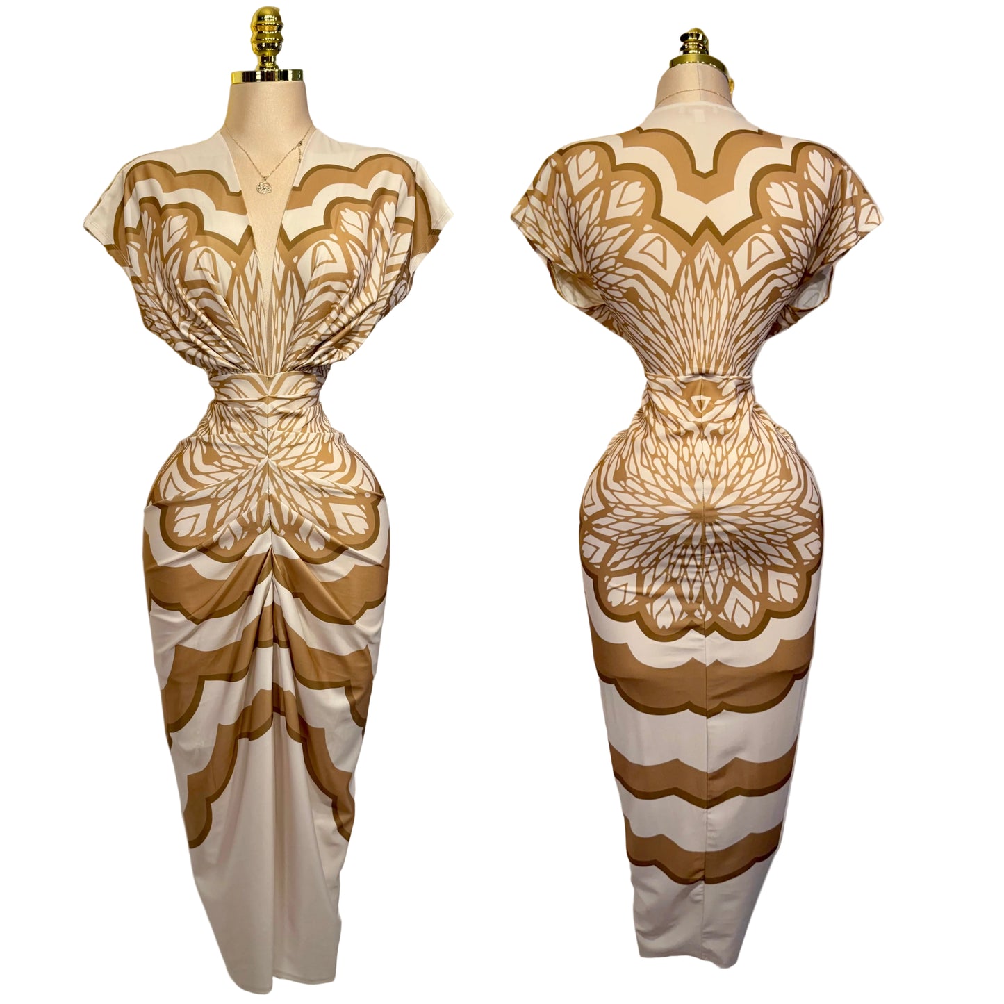 Vestido beige licra