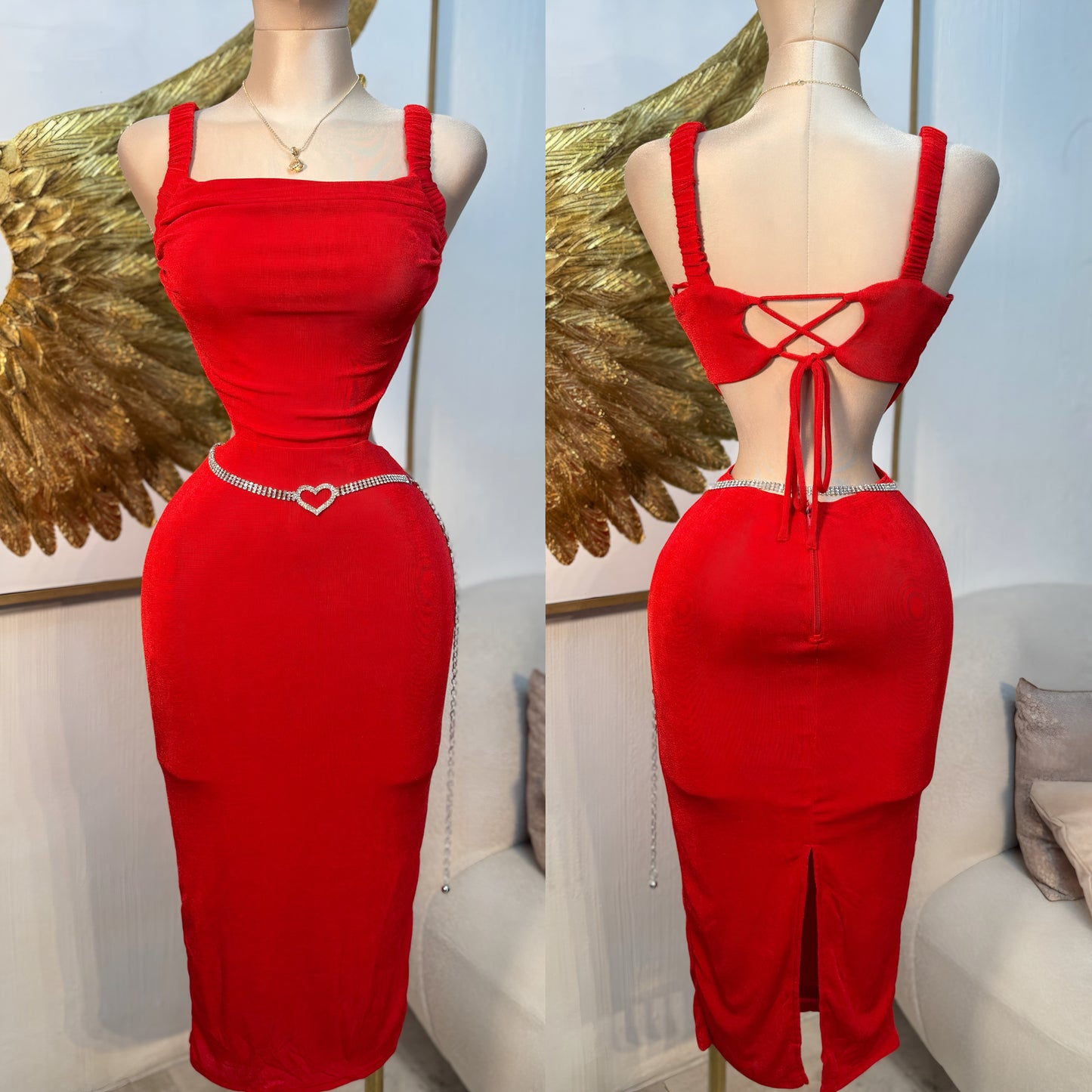 Vestido rojo escote en espalda