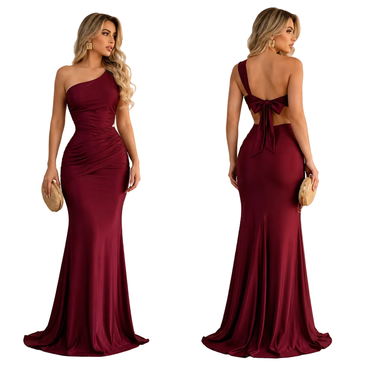 Vestido tinto asimétrico licra 🍷