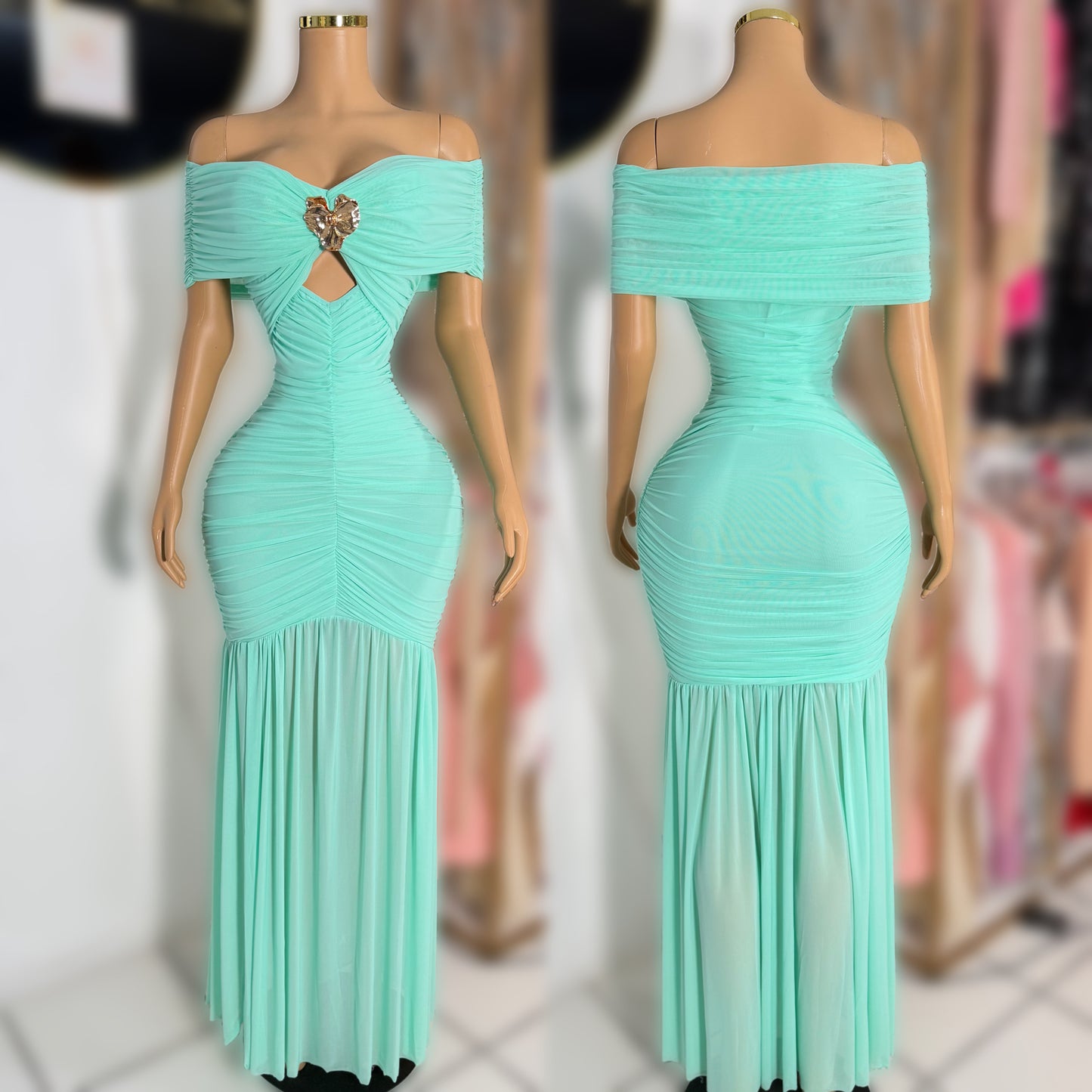 Vestido verde menta mesh