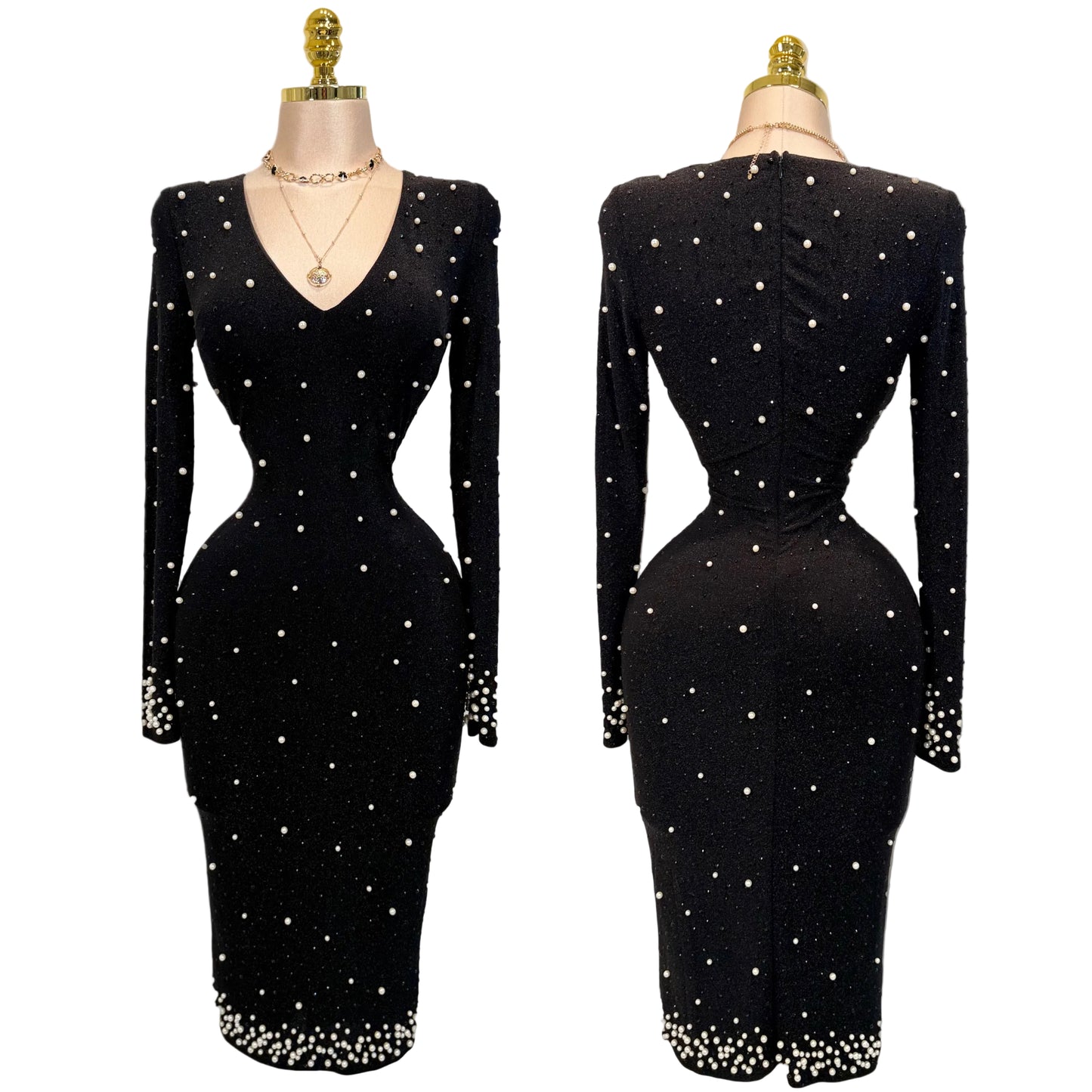 Vestido negro perlas 🖤