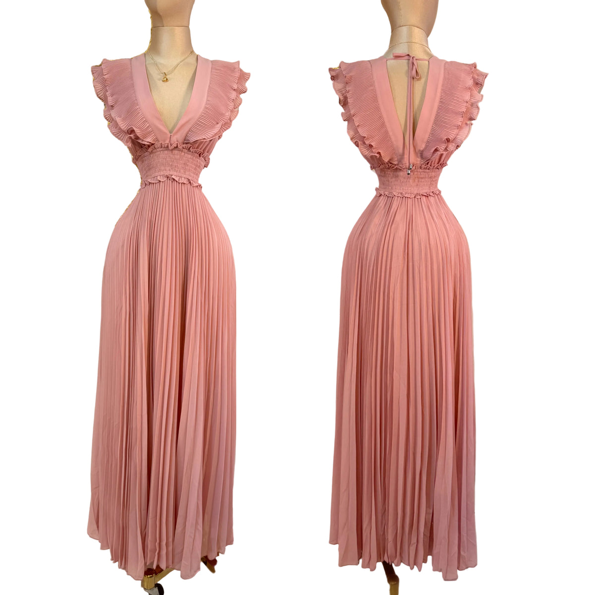 Vestido rosa plisado