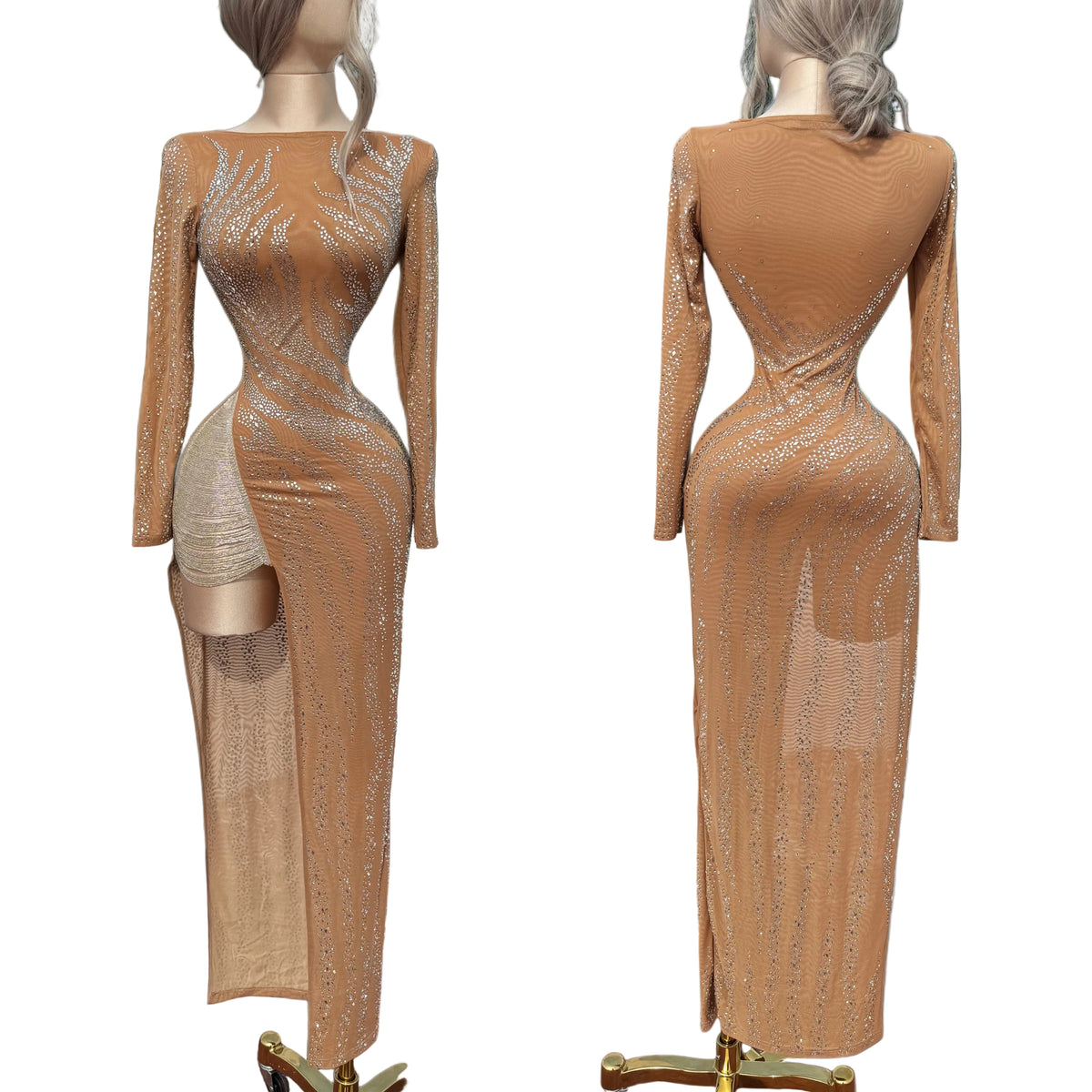 Vestido nude pedrería