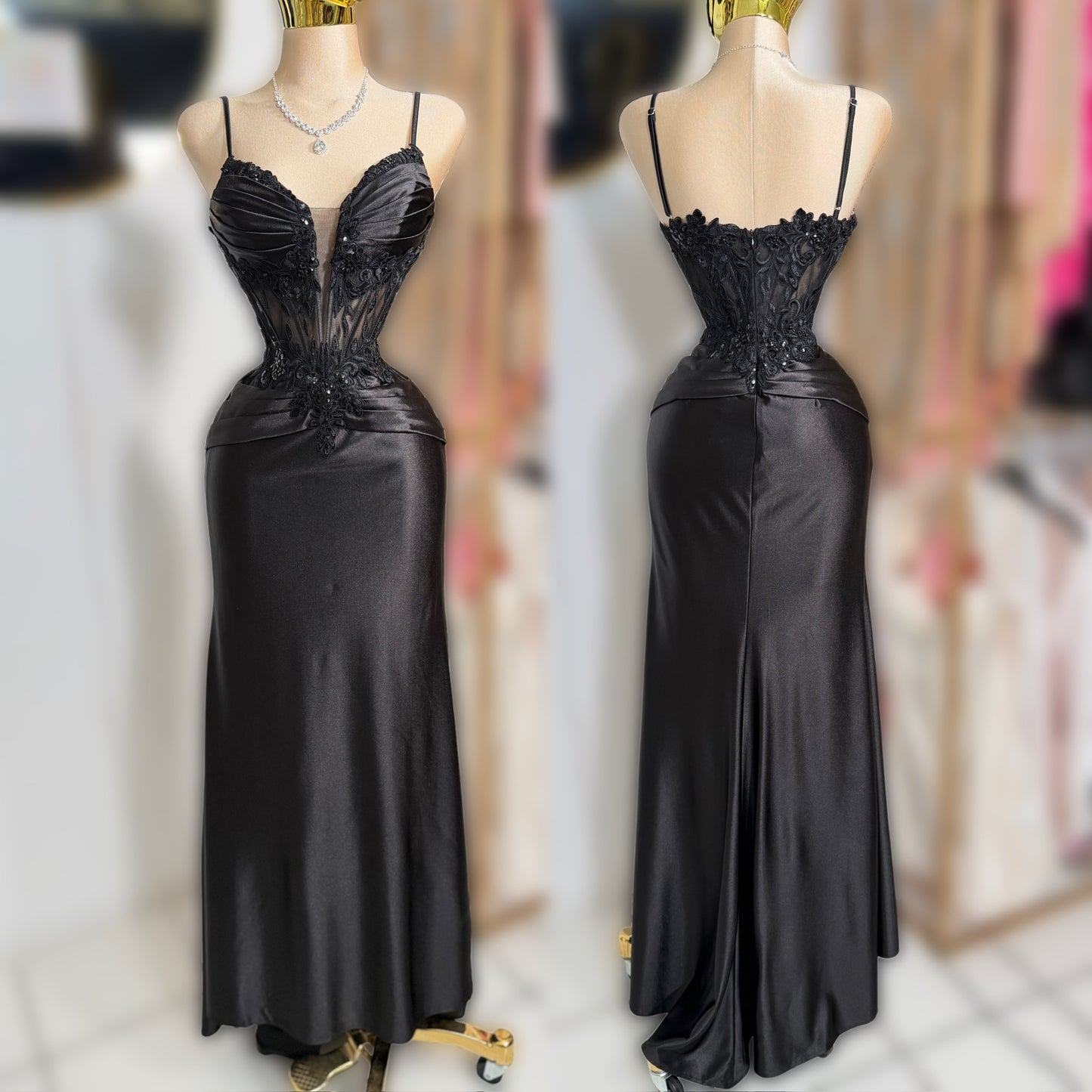 Vestido negro satín 🖤✨