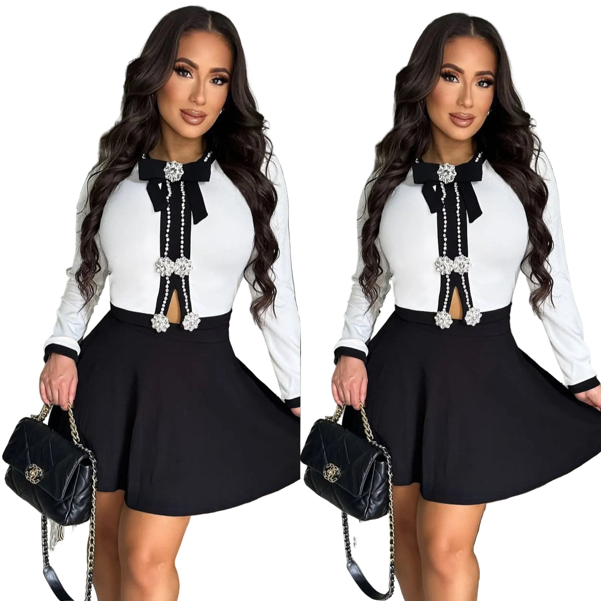 Conjunto falda y blusa pedrería ✨