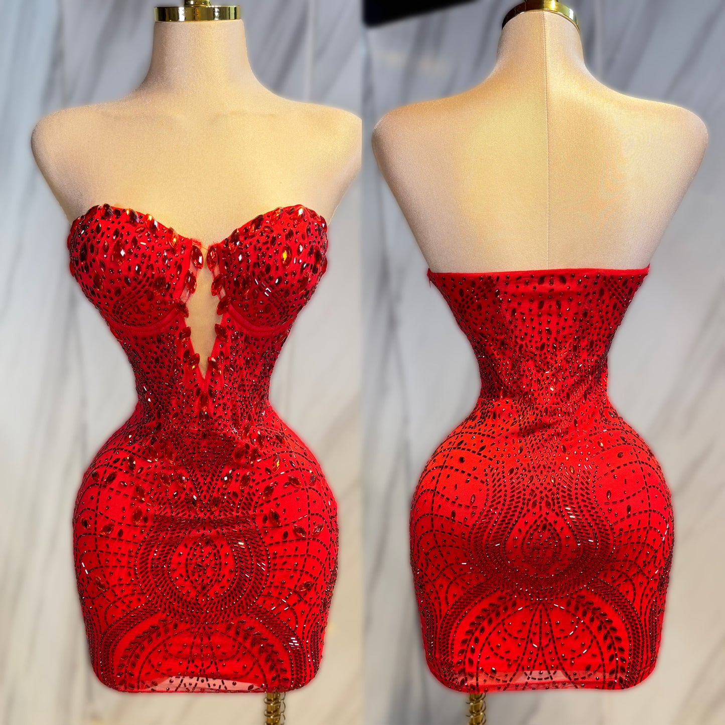 Vestido rojo pedrería ❤️
