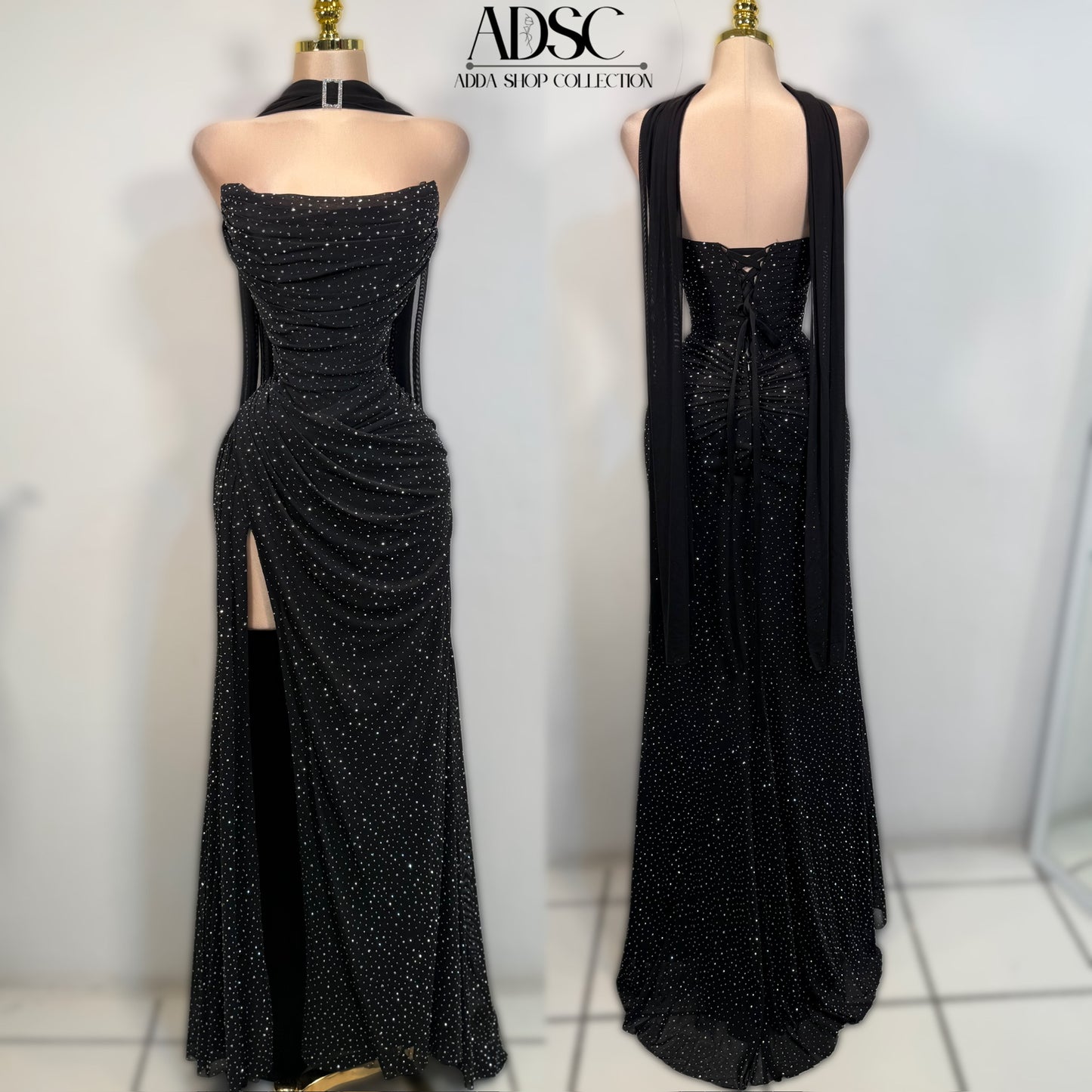 Vestido negro corset pedrería 🖤