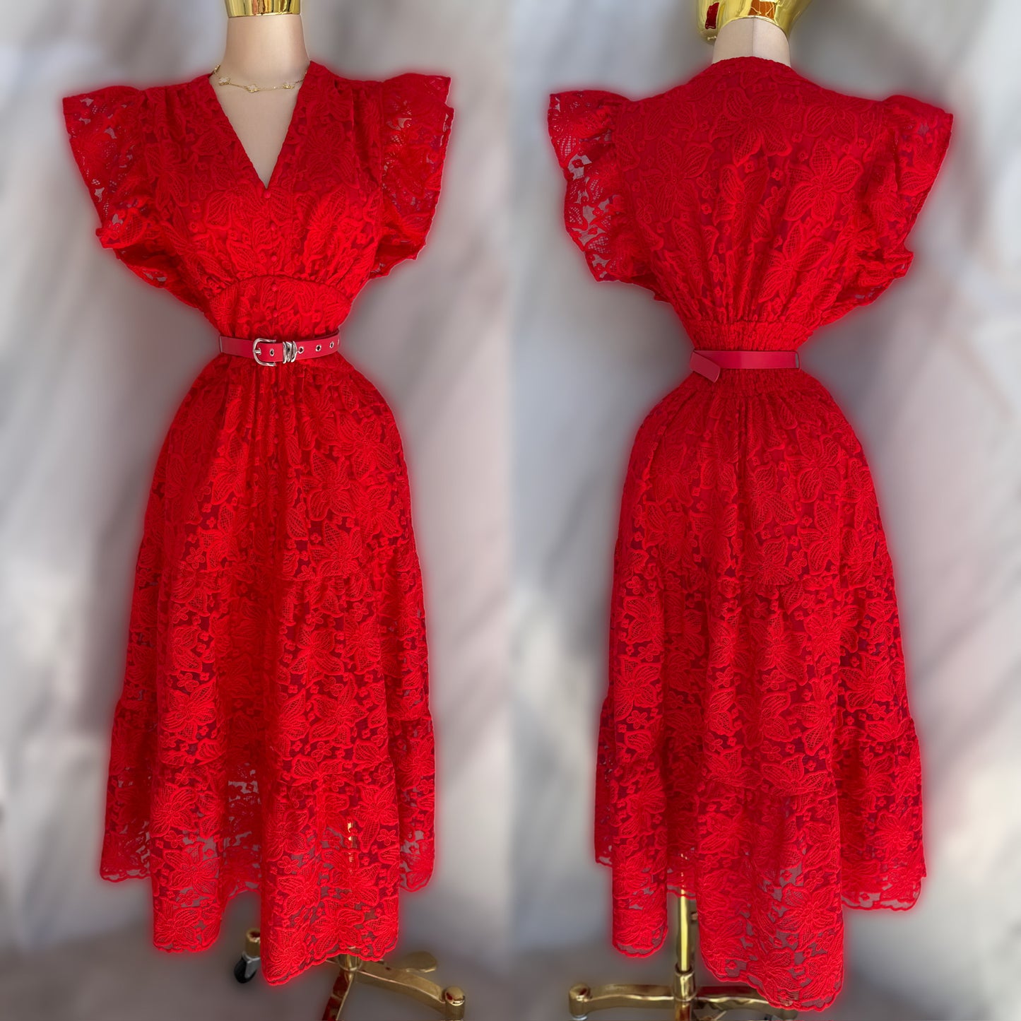 Vestido rojo cinturón ❤️