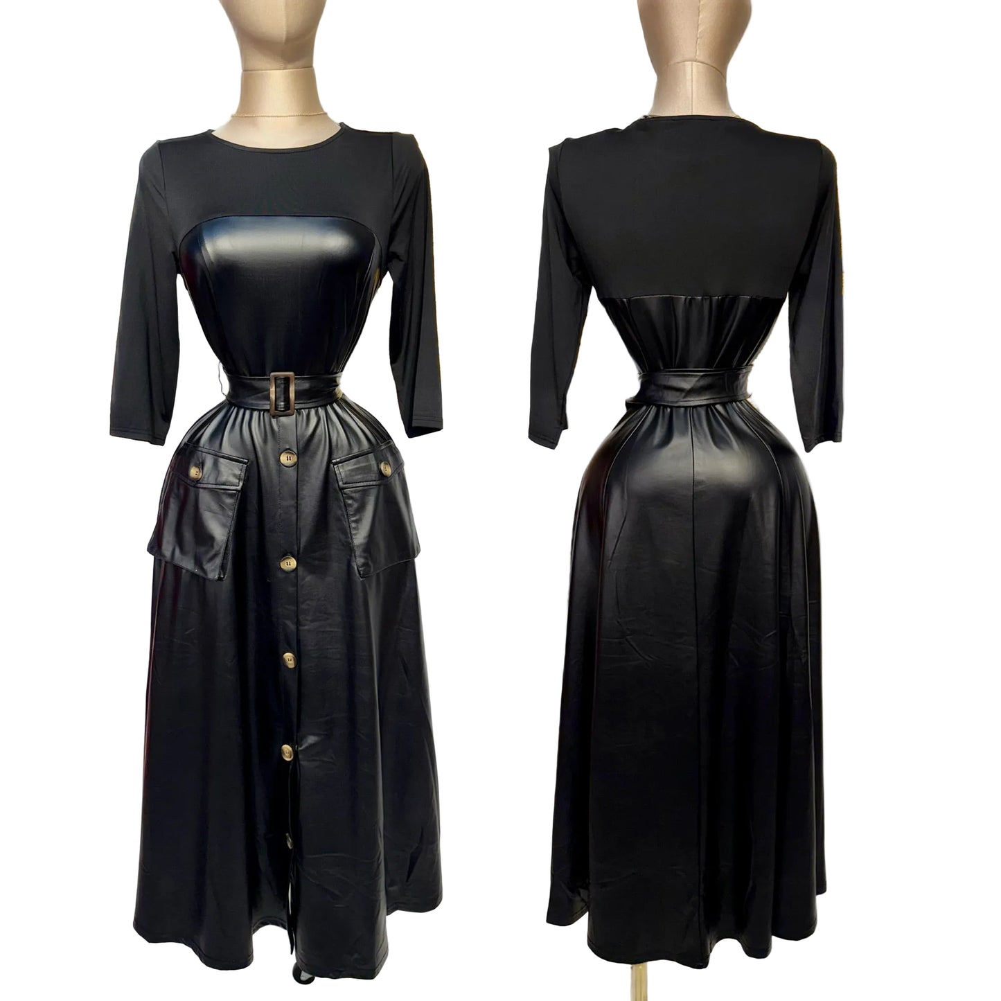 Vestido vinipiel negro 🖤