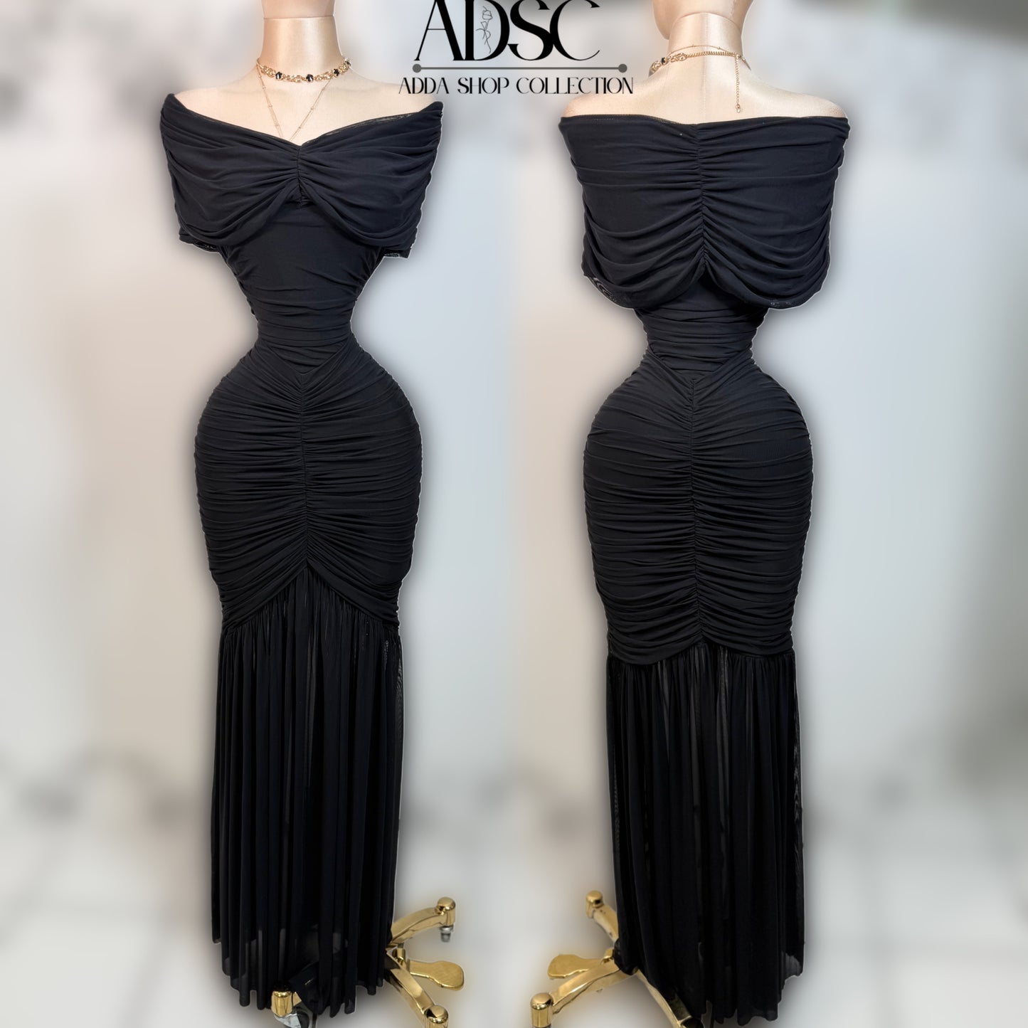 Vestido negro mesh mangas campesina 🖤