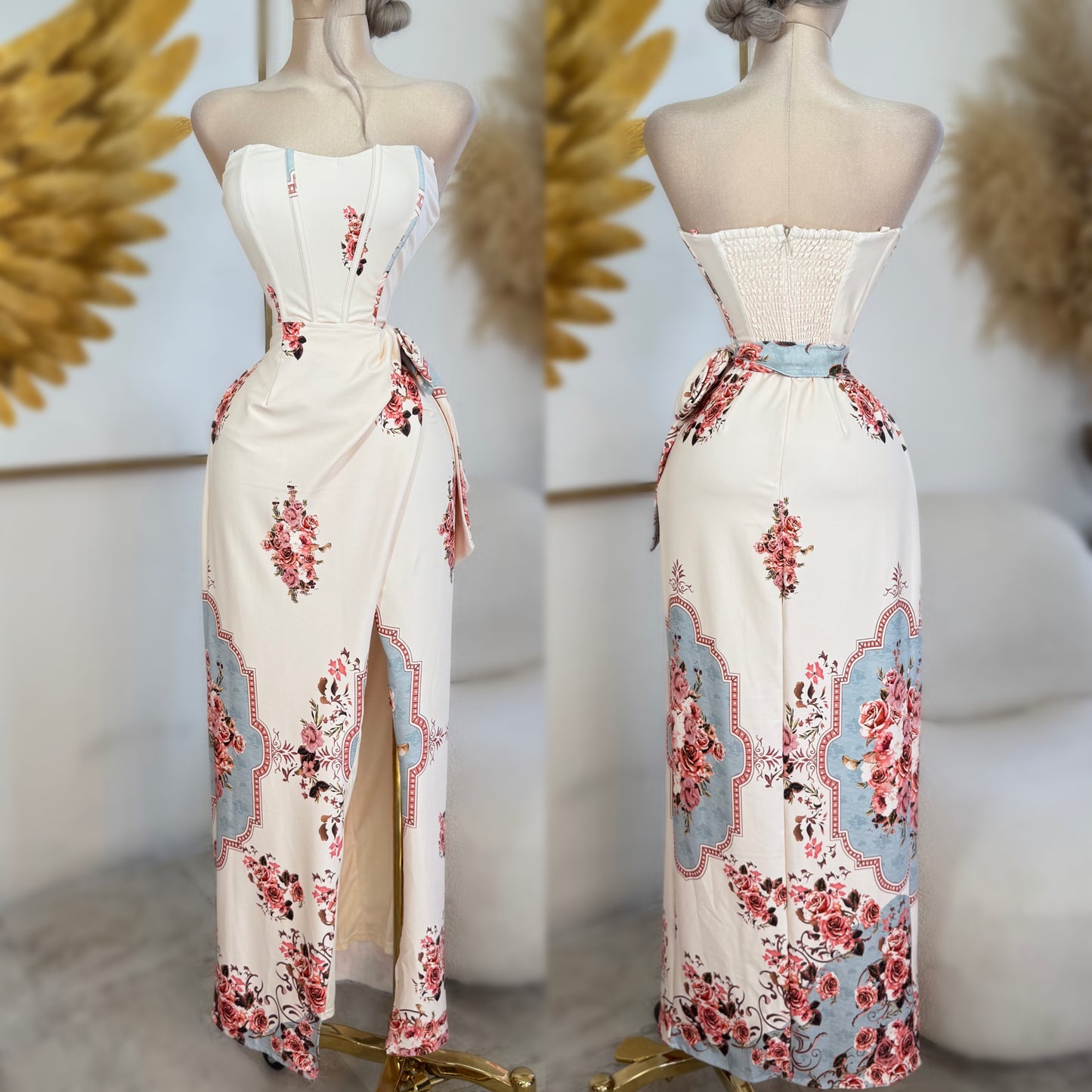 Vestido beige flores 🌷🩵
