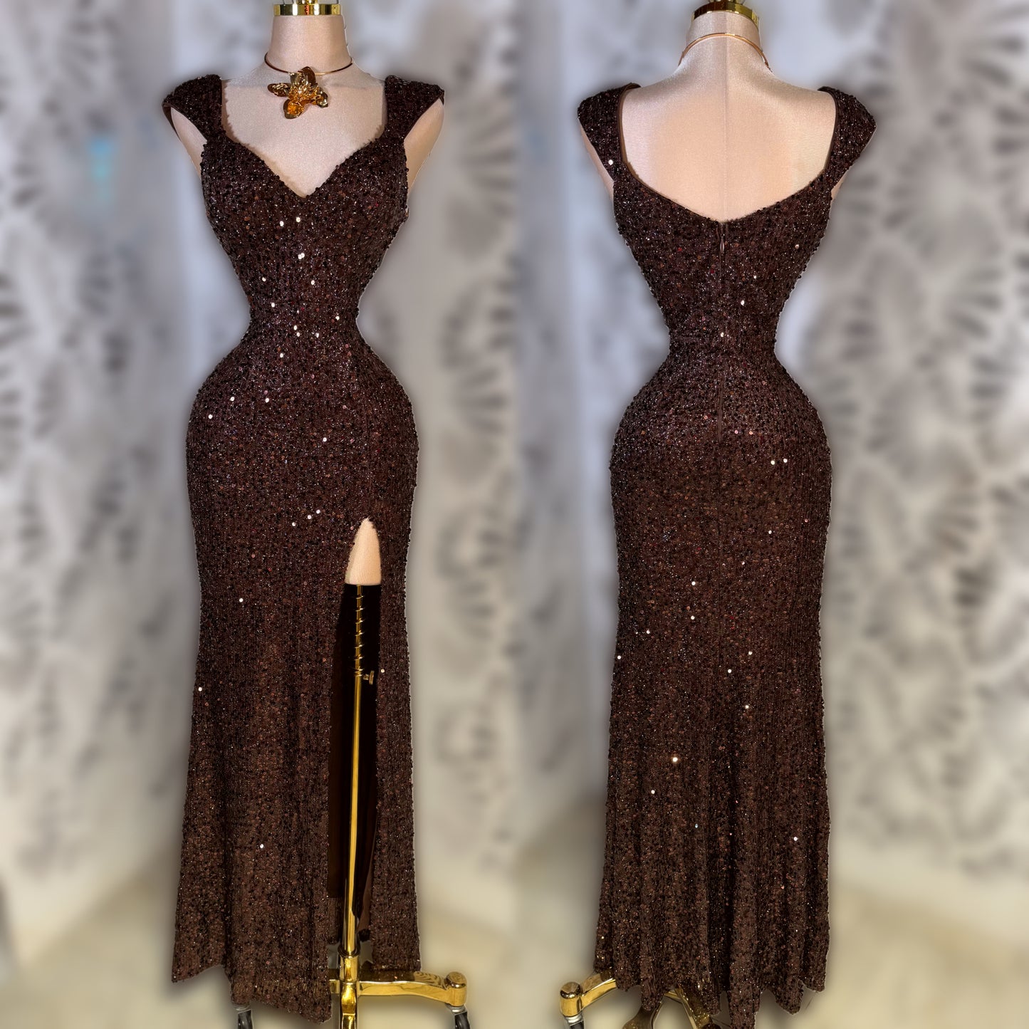 Vestido café lentejuelas 🤎
