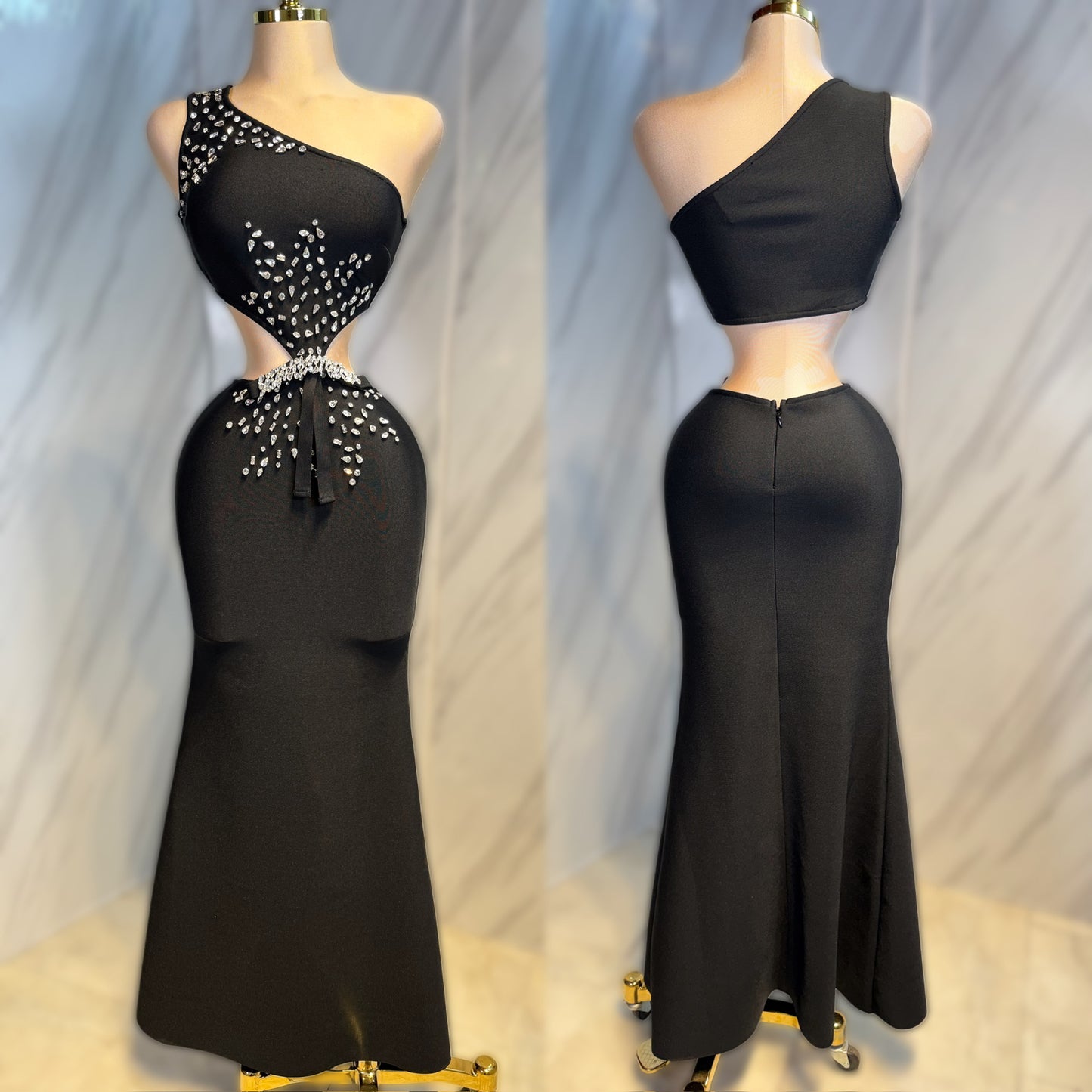 Vestido negro bandage pedrería ✨
