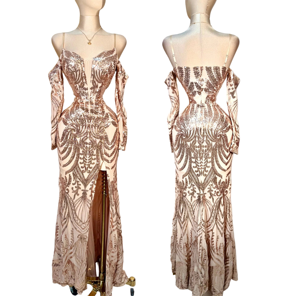 Vestido rose gold lentejuelas