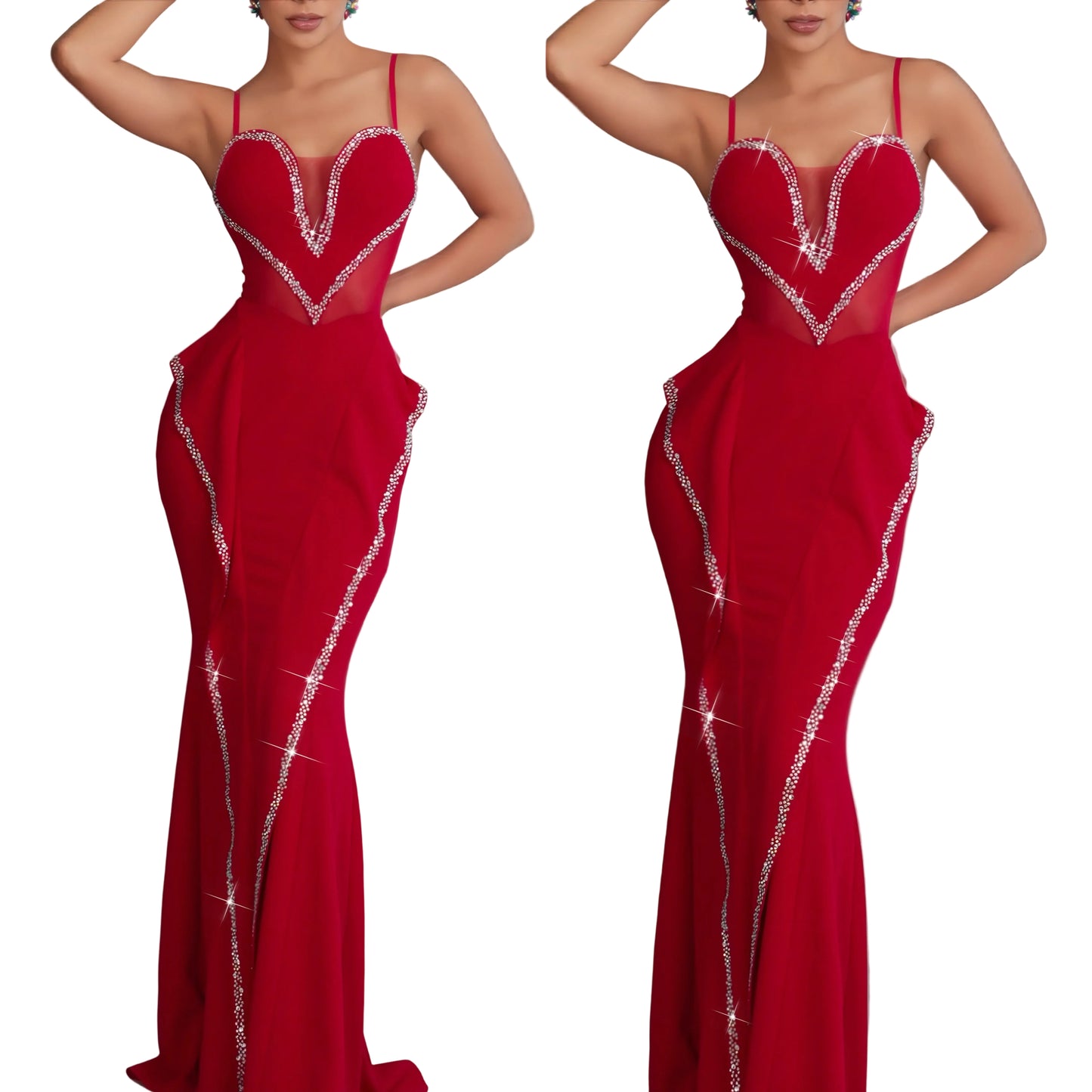 Vestido rojo pedrería