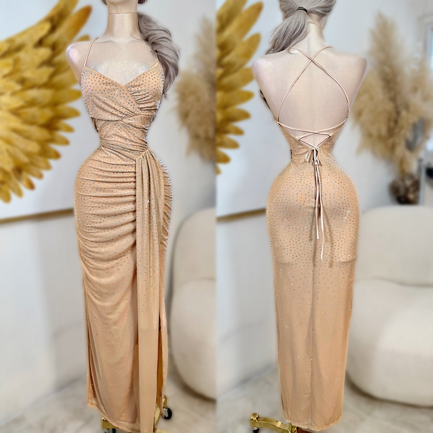 Vestido nude pedrería ✨