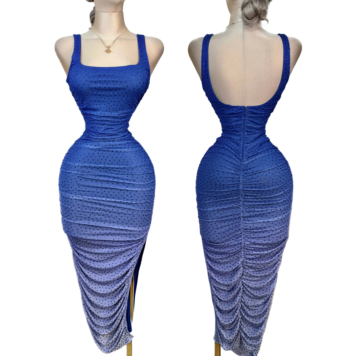 Vestido pedrería azul degradado 💙