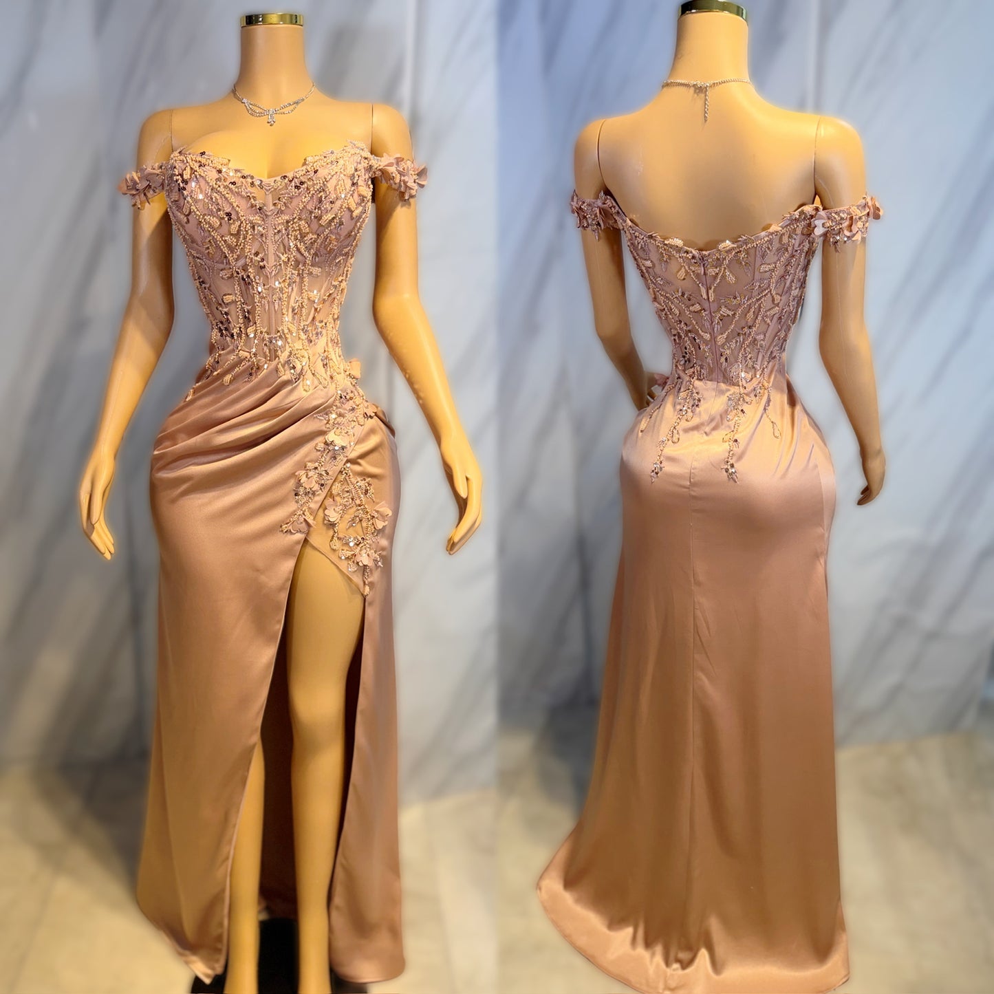 Vestido rose gold satín 🩷