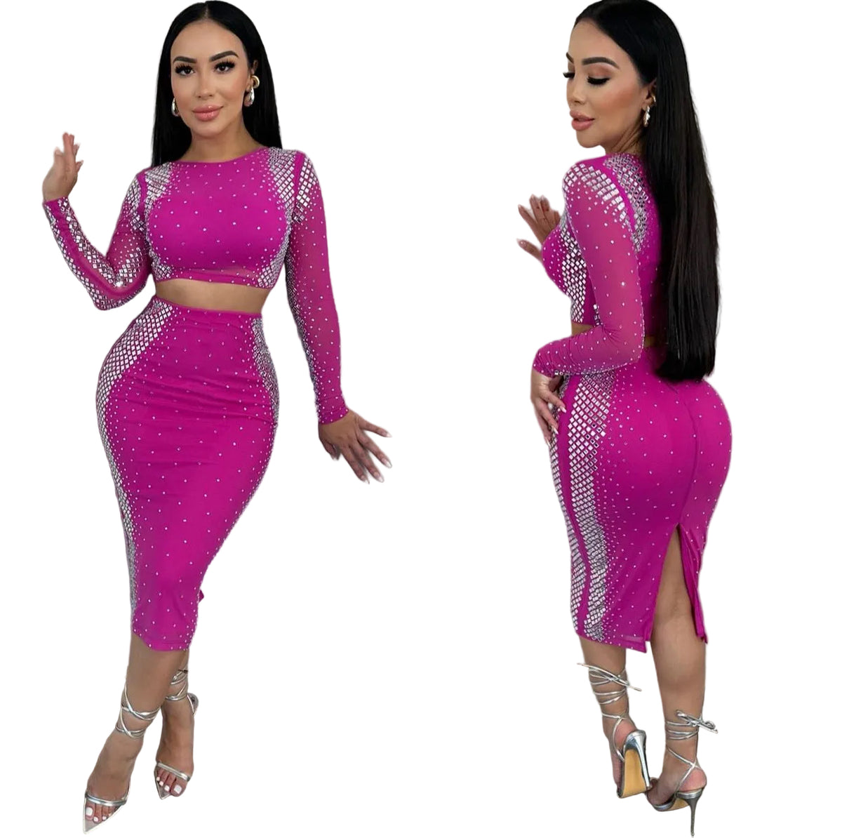 Set fucsia pedrería