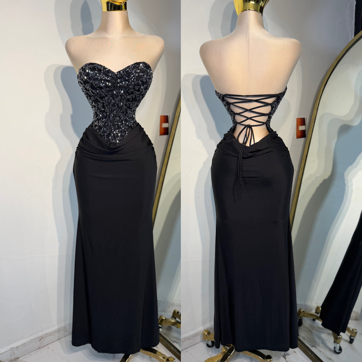 Vestido negro licra y lentejuelas 🖤✨