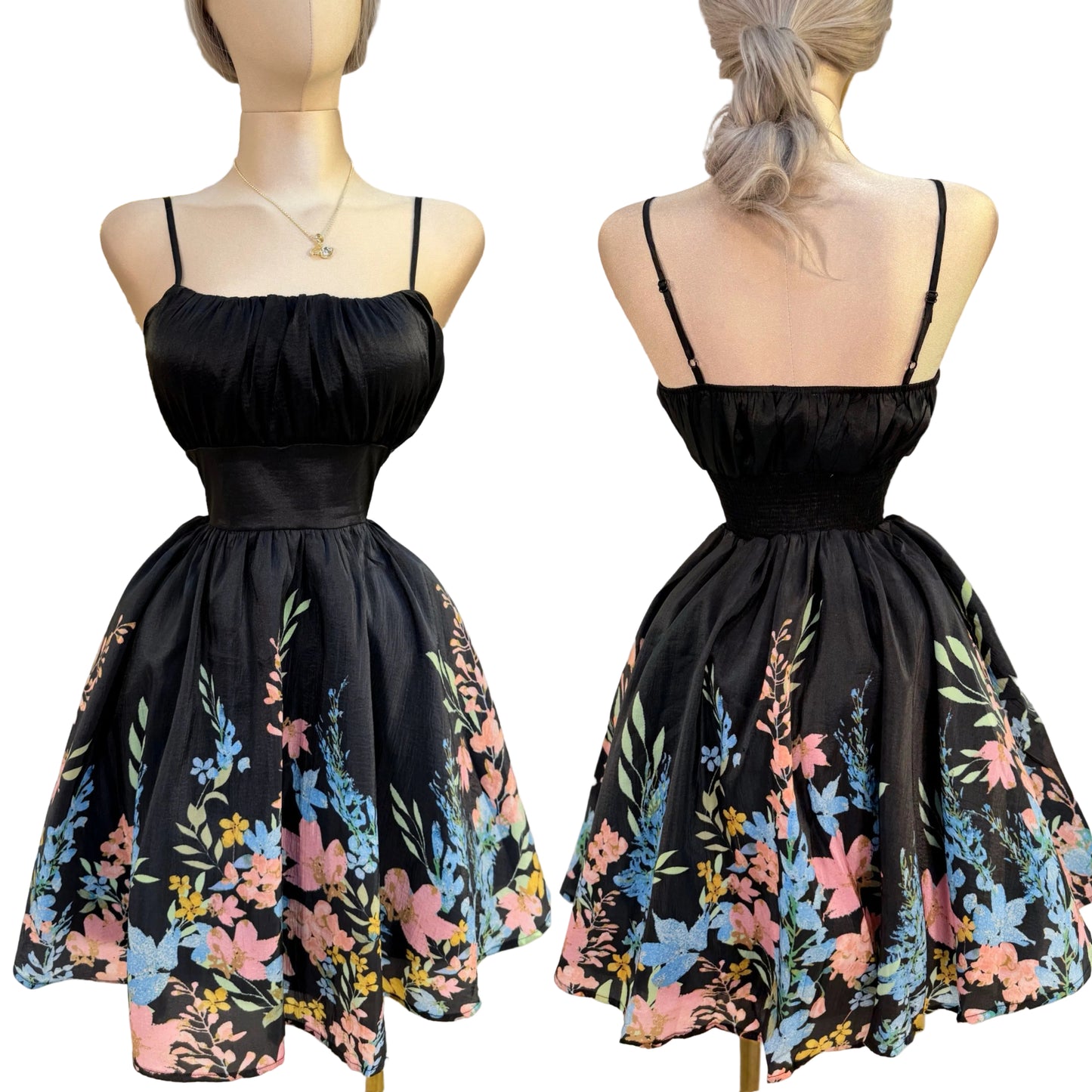 Vestido negro flores 💐