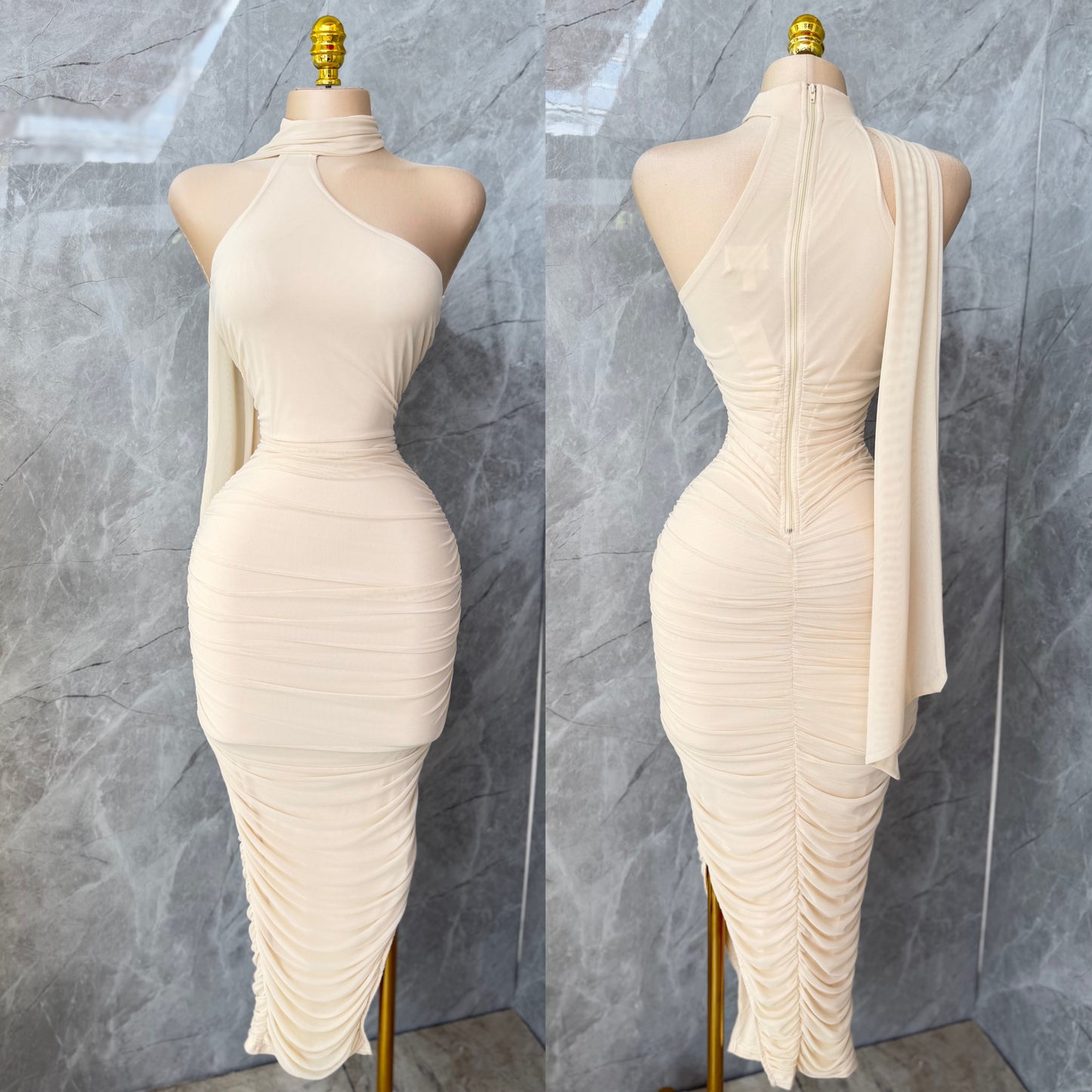 Vestido beige mesh 💛