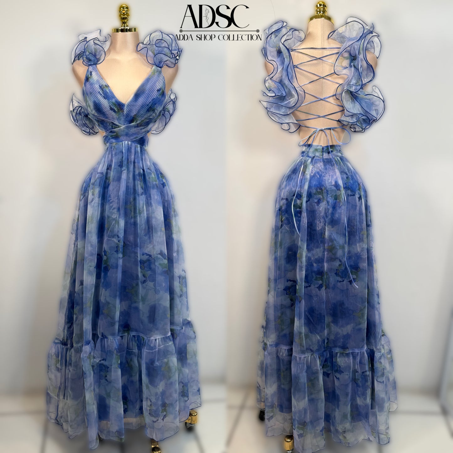 Vestido azul organza 💙