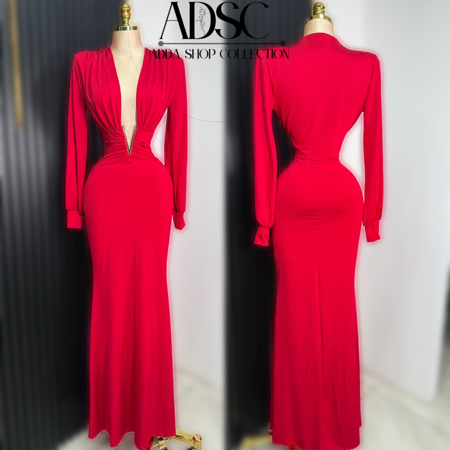 Vestido rojo licra escote V ❣️