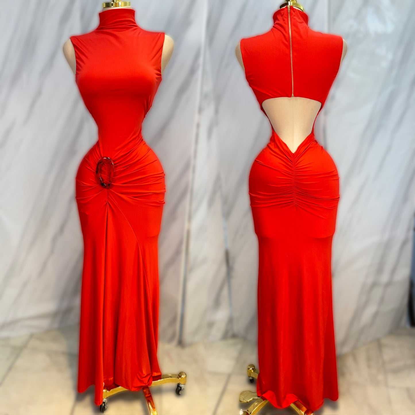 Vestido rojo licra cuello alto ❤️✨