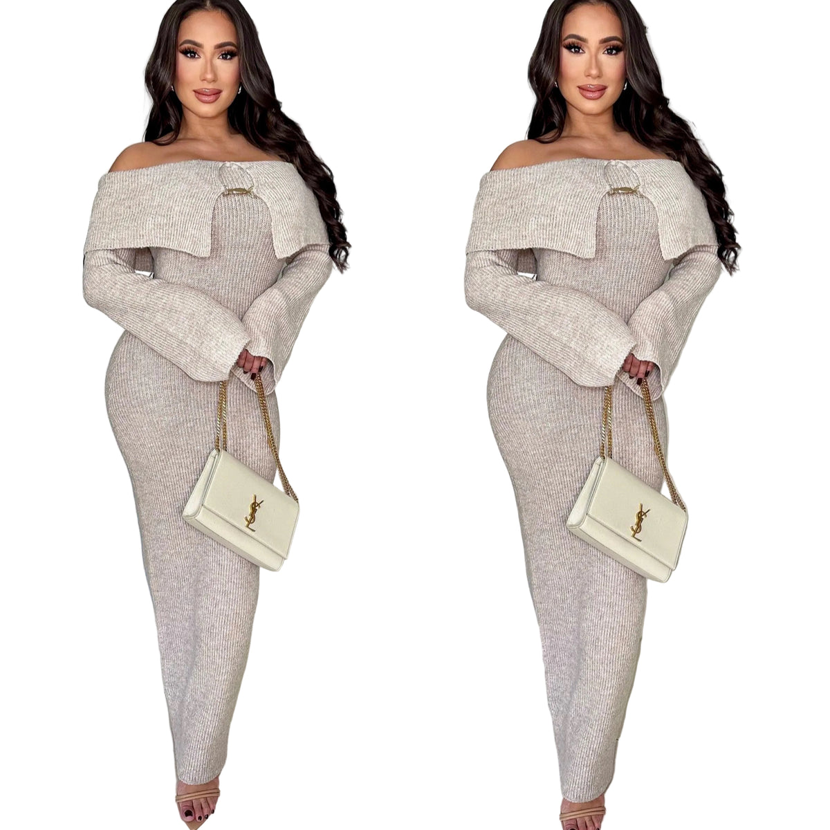 Vestido beige afelpado