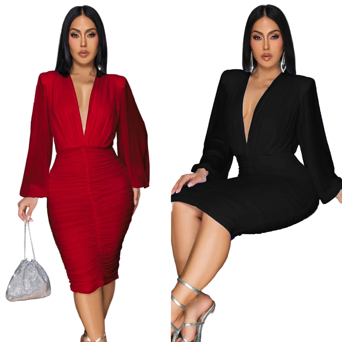Vestido rojo y negro mesh ✨