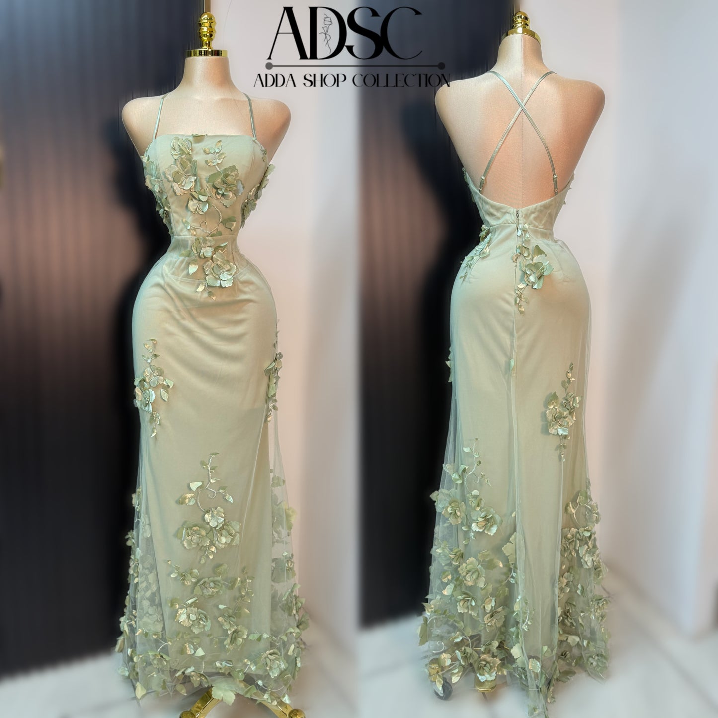 Vestido verde sage flores 💚