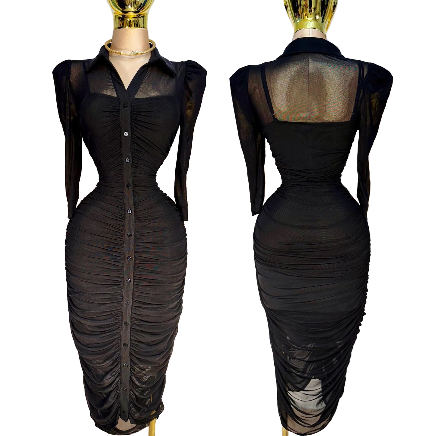 Vestido mesh manga larga 🖤