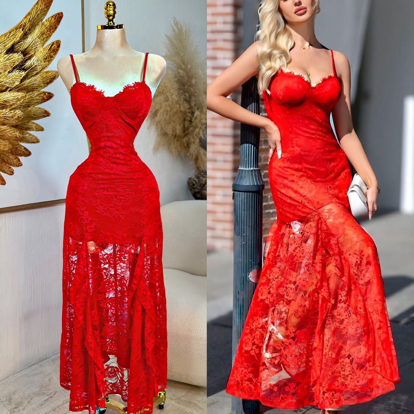 Vestido rojo encaje