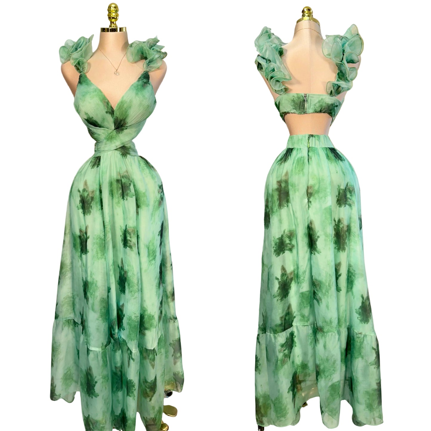 Vestido verde olanes